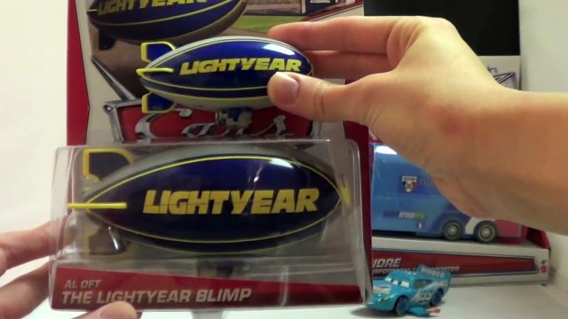 new Deluxe Disney Cars Lightyear Blimp, Lightning Storm Dinoco McQueen, Andre Stunt Racers Hauler