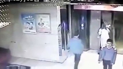 Dumbass Kicks Elevator Door In