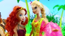 Moana Dolls Parody New DISNEY Princess Movie Story with Frozen Elsa, Merida & Barbie   Big Maui Doll