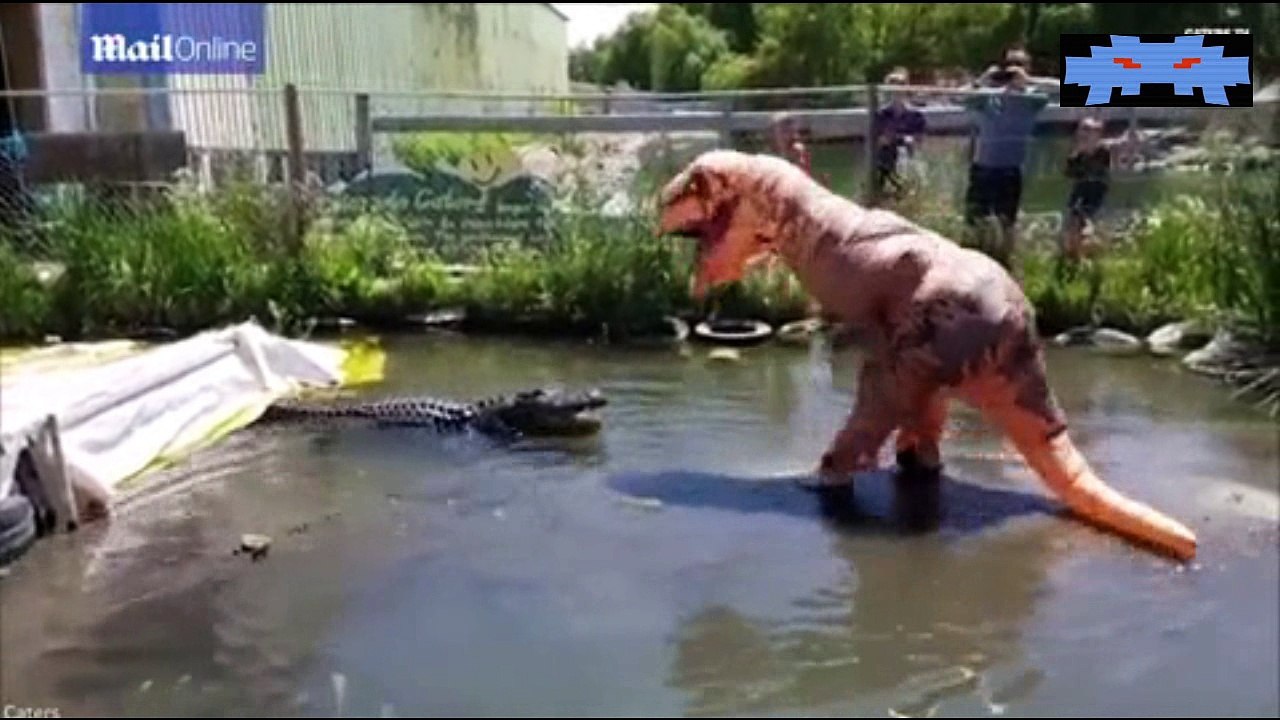 dinosaur T-rex vs crocodile