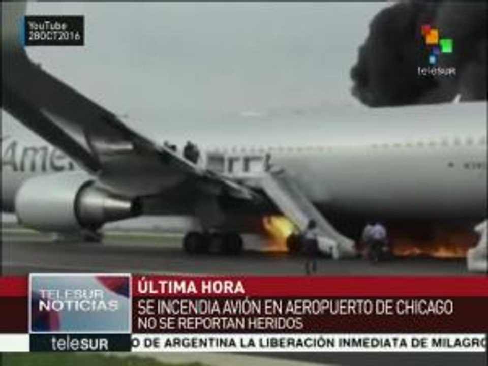 Se incendia avión de America Airlines en aeropuerto de Chicago