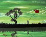 Lovers Overlooking the Green - Easy Simple Acrylic Painting  on Canvas for Beginners Step by Step