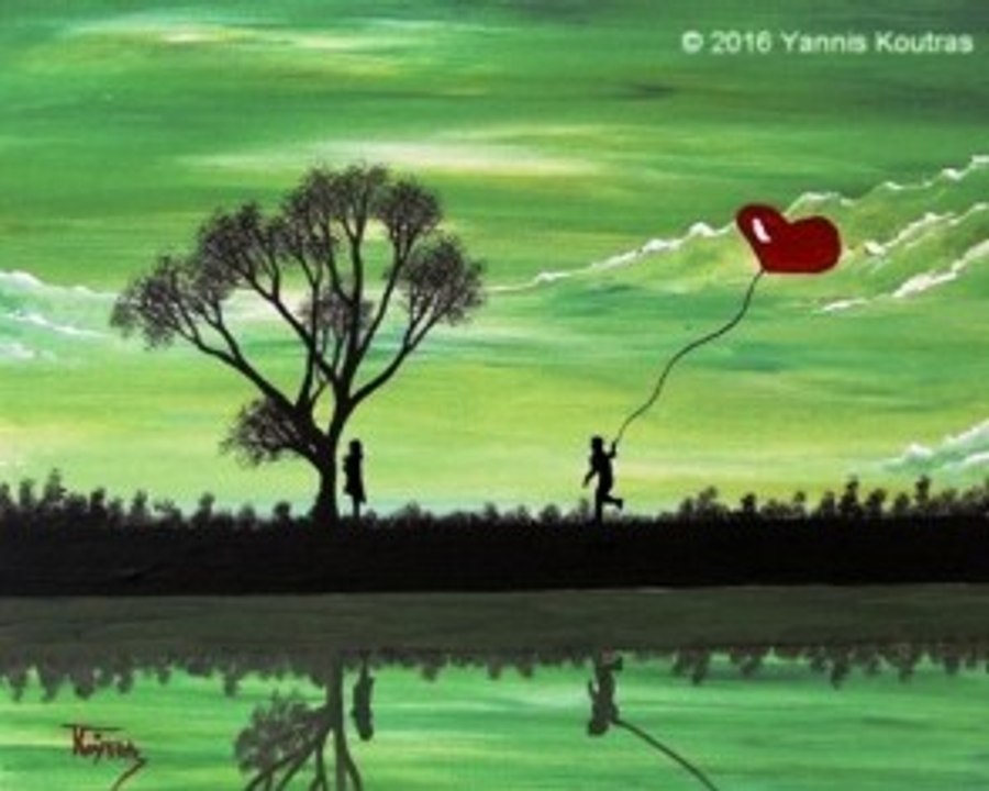 Lovers Overlooking the Green - Easy Simple Acrylic Painting  on Canvas for Beginners Step by Step