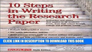 [DOWNLOAD] PDF 10 Steps in Writing the Research Paper (Barron s 10 Steps in Writing the Research