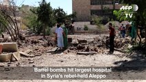 Barrel bombs hit largest hospital in rebel-held Aleppo