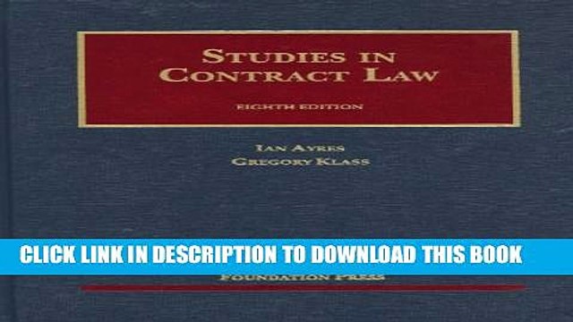 [PDF] Studies in Contract Law (University Casebook Series) [Full Ebook]
