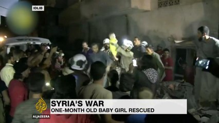 Baby girl pulled out alive from rubble in Syria's Idlib