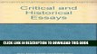 [PDF] Critical and historical essays;: Lectures delivered at Columbia university, Popular Online