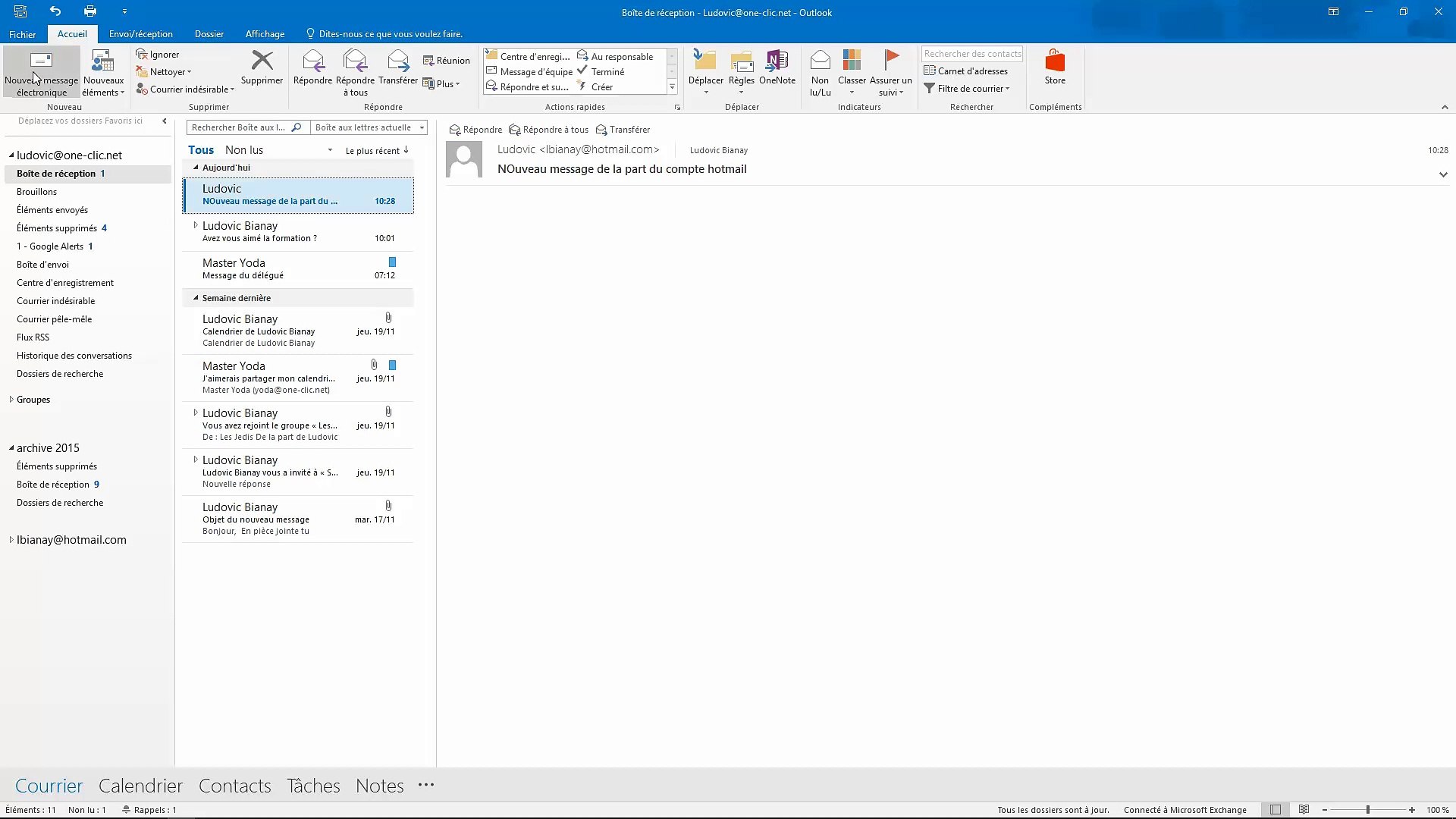 ⁣Créer un contact Outlook 2016