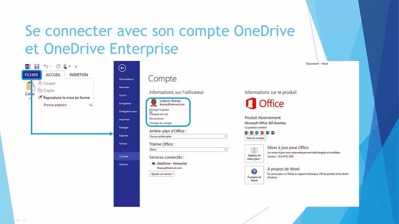 Utiliser Word 2013 et OneDrive