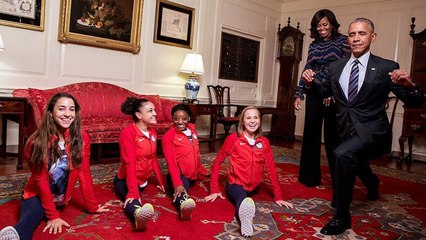 President Obama Attempts Splits with Simone Biles and Aly Raisman