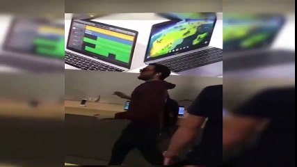 Young destroys all iPhone at the Apple Store