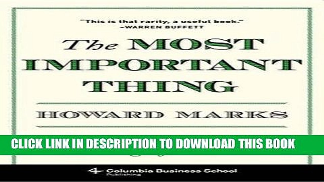 [PDF] The Most Important Thing: Uncommon Sense for the Thoughtful Investor Popular Collection