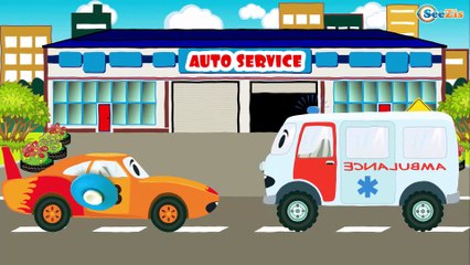 Voiture de courses et Voiture de police pour bébés - Dessin animé éducatif