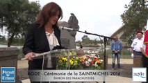 AGDE FETE DE LA SAINT MICHEL 2016 - Intervention de Géraldine D'ETTORE - Conseillère Régionale  -  Les parachutistes à l'honneur lors de la célébration de Saint Michel .