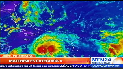 Huracán Matthew baja su intensidad a categoría 4 en el Caribe