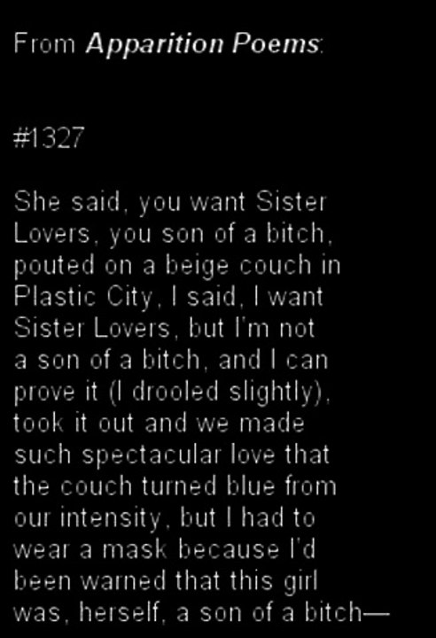 Adam Fieled: Apparition Poem 1327