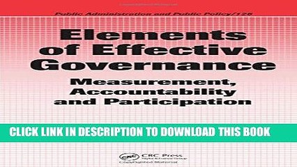 [PDF] Elements of Effective Governance: Measurement, Accountability and Participation (Public