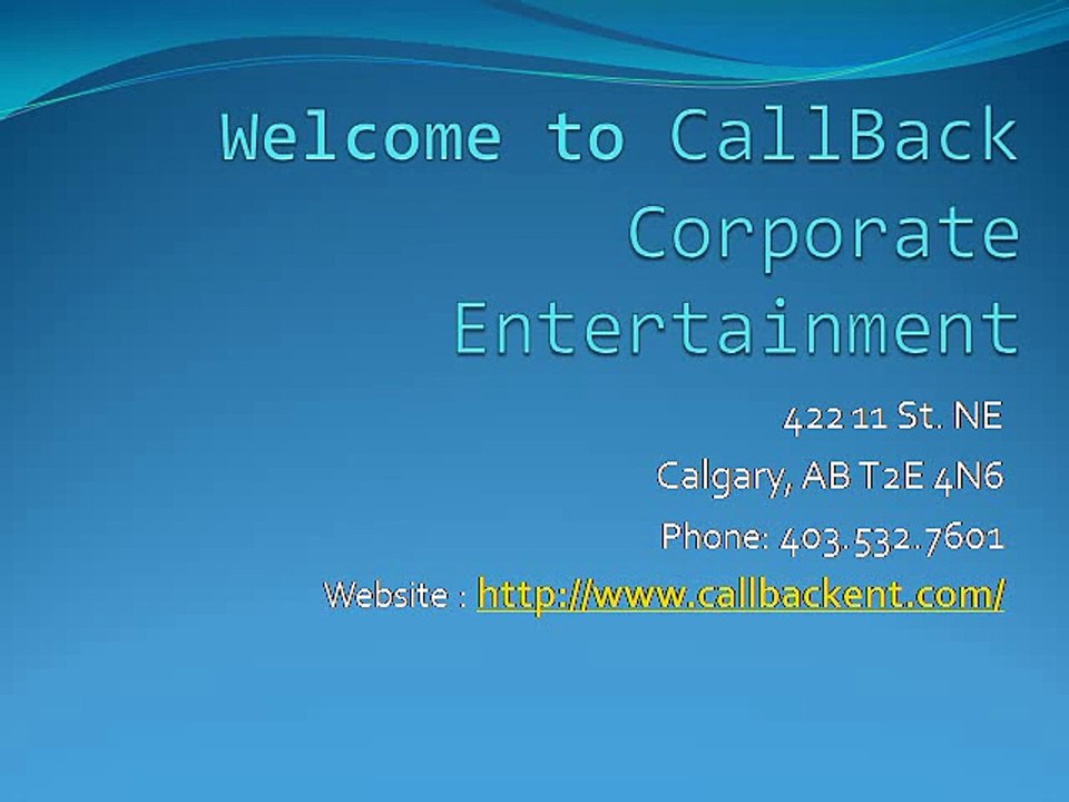 CallBack Clean Corporate Entertainment Edmonton