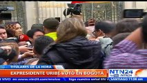Ex presidente Álvaro Uribe votó en el plebiscito y cuestionó al Gobierno por la organización del evento electoral