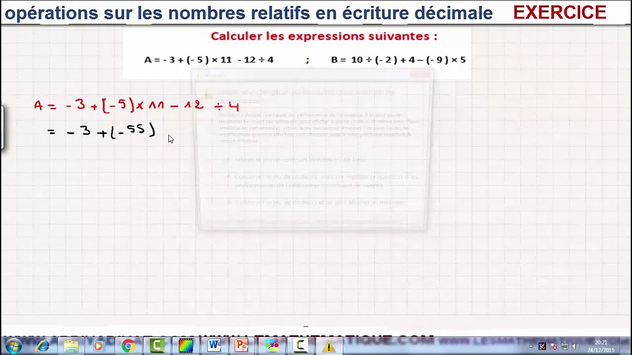 maths 5eme les nombres relatifs exercice 8