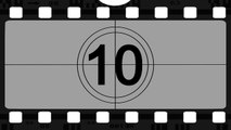 Old movie 10 seconds countdown, B&W film, widescreen HD