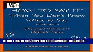[PDF] How To Say It When You Dont Know What To Say Popular Online