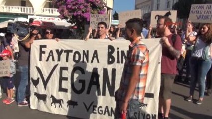 Büyükada'da Atlı Faytonlar Kaldırılsın Eylemi...