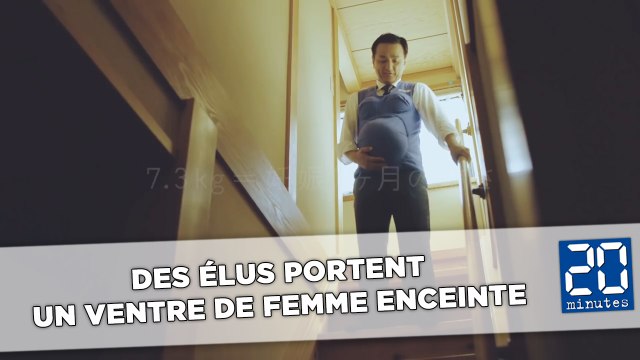 Des élus portent un ventre de femme enceinte pour sensibiliser au partage des tâches
