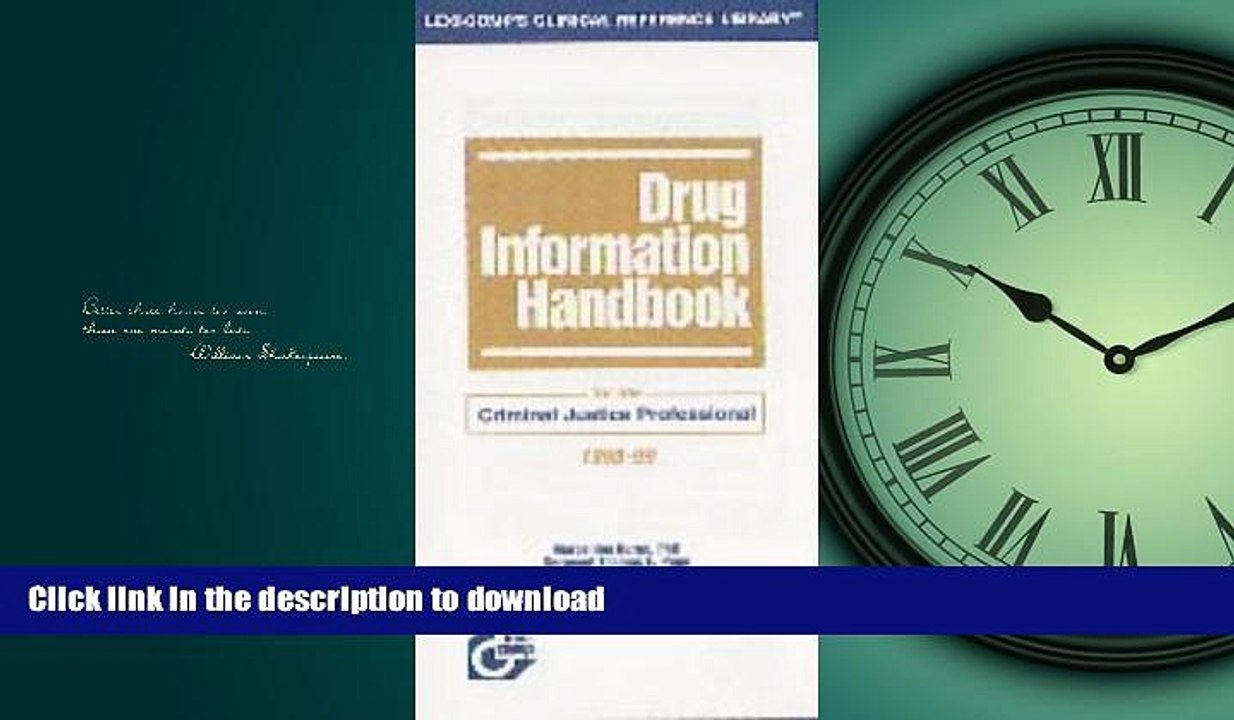READ PDF Drug Information Handbook for the Criminal Justice Professional READ EBOOK