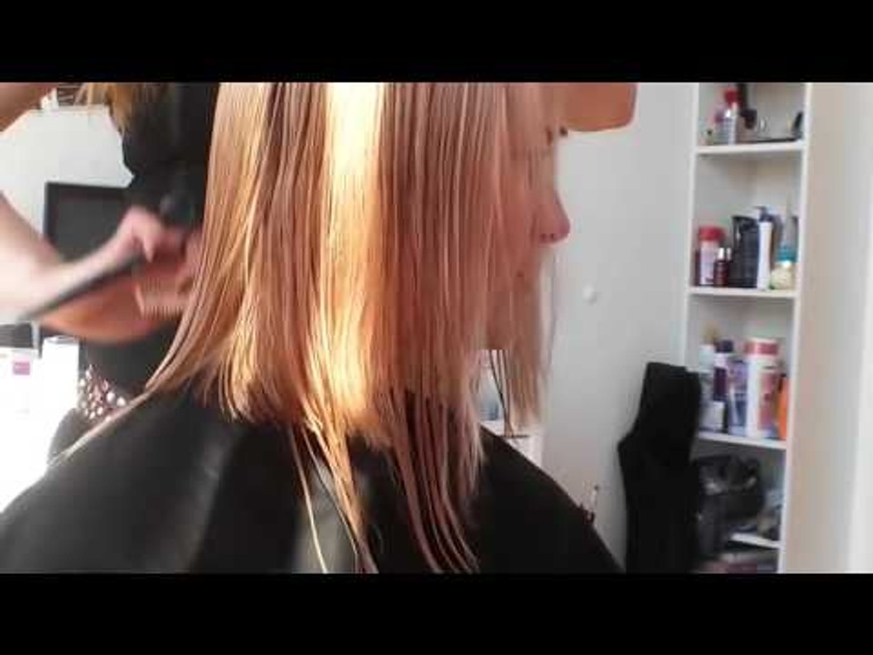 Blonde hair cut to a long bob / lob