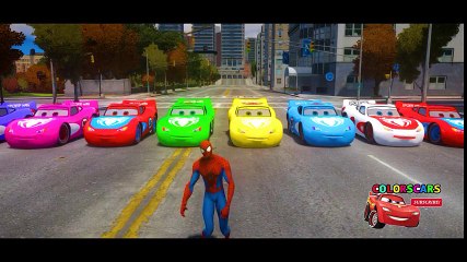 DISNEY PIXAR CARS MCQUEEN Funny Race with Spiderman & Hulk + Nursery Rhymes Songs for Kids -
