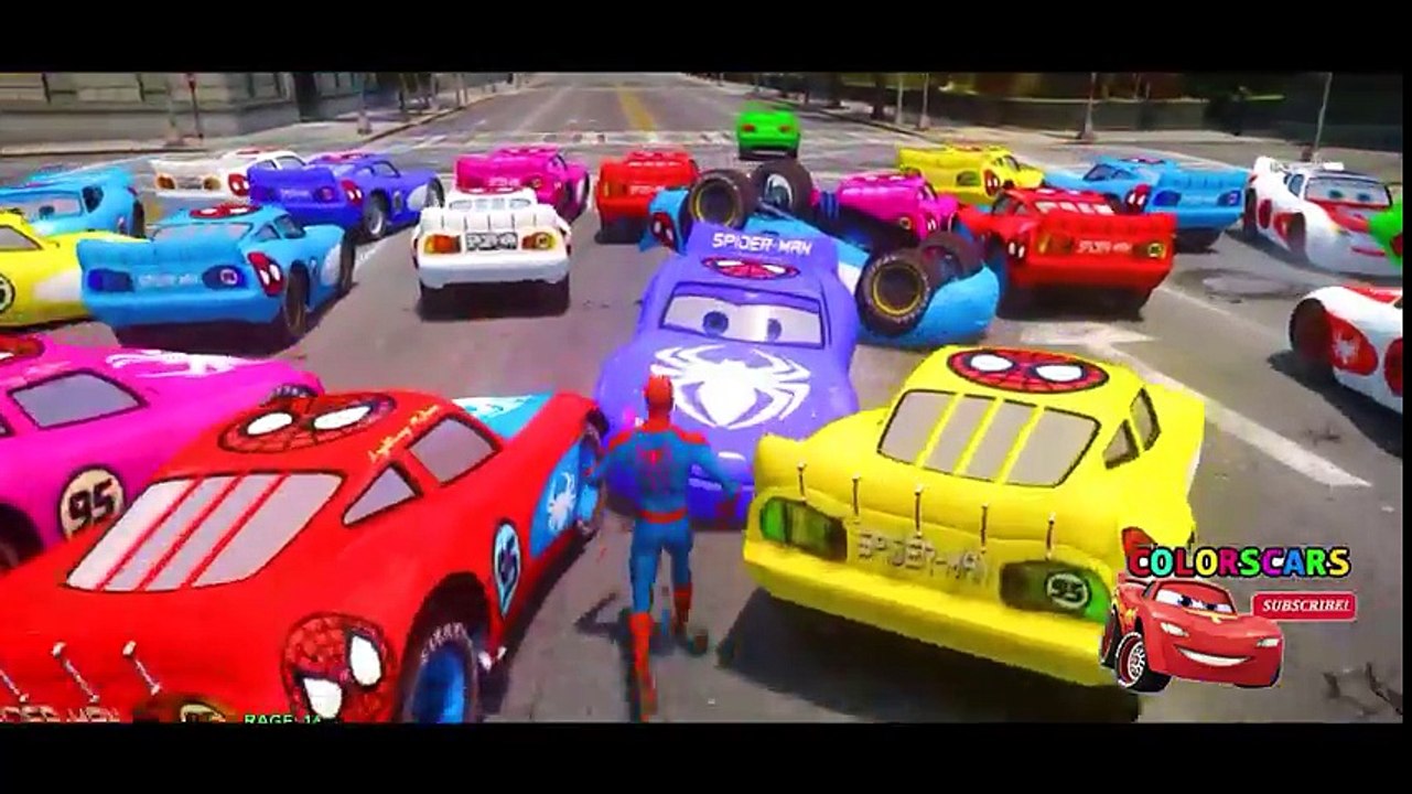 DISNEY PIXAR CARS MCQUEEN Funny Race with Spiderman & Hulk + Nursery Rhymes Songs for Kids