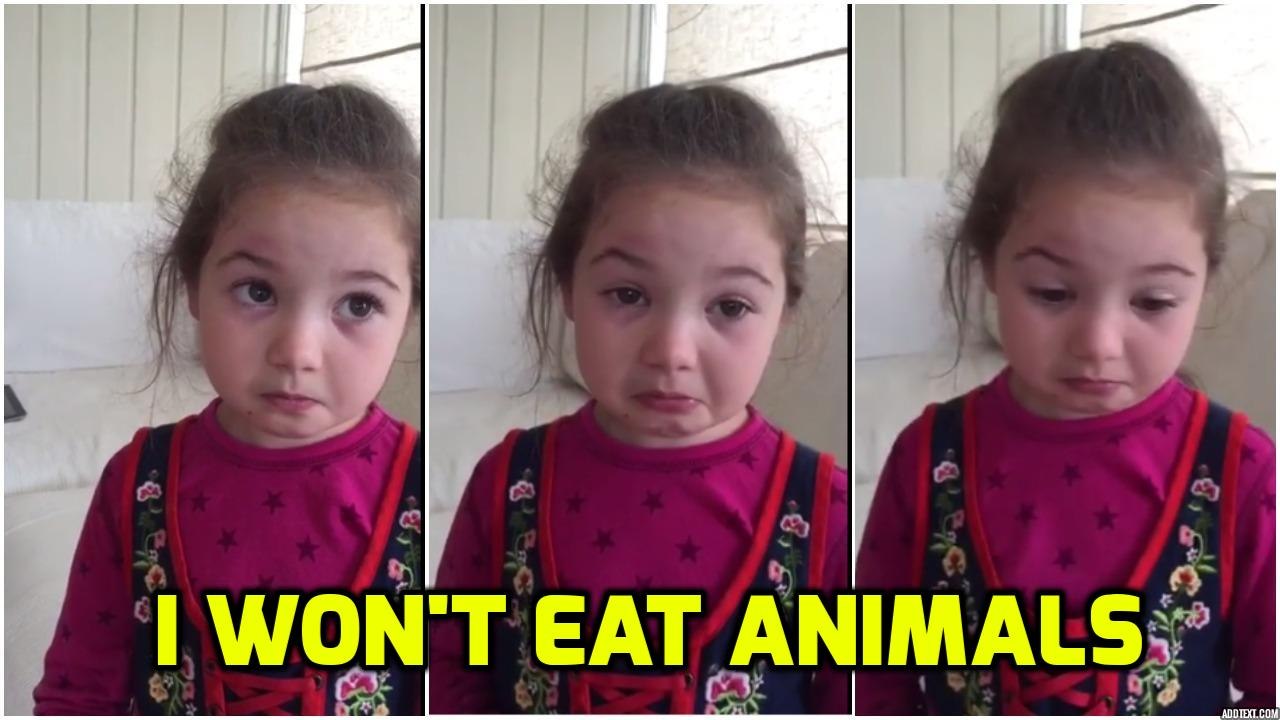 Cutest girl refuses to eat meat and chicken | "I Won't Eat Animals"