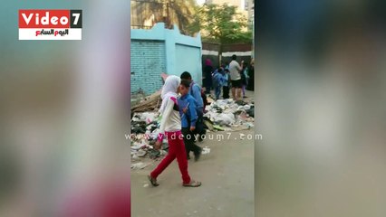 أكوام القمامة تحاصر مدرسة 6 أكتوبر فى البراجيل بالجيزة