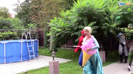 Spiderman Kicks Frozen Elsa! w/ Joker & Maleficent in Real Life