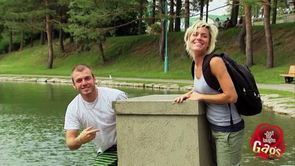 Greedy Victims Push Jesus Statue In The Lake Gag