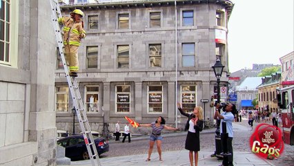 Fireman Interviewed While Building Burns