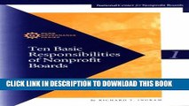 [PDF] Ten Basic Responsibilities of Nonprofit Boards (Ncnb Governance Series Paper ; 1) Popular