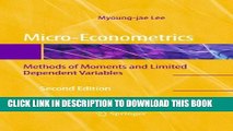 New Book Micro-Econometrics: Methods of Moments and Limited Dependent Variables