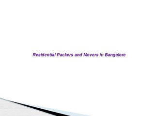 Residential Packers and Movers in bangalore video