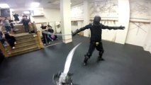 Combat de sabre par deux experts filmé à la GoPro en mode Samurai