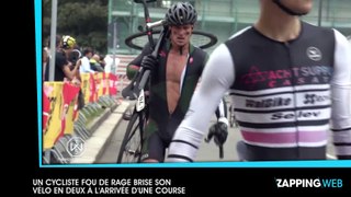 Un cycliste fou de rage brise son vélo en deux à l’arrivée d’une course (vidéo)