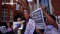 Outside the Ecuadorian Embassy in London on Wikileaks' 10th Anniversary