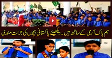 Children express solidarity with the Pakistani army against India