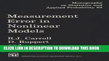 [PDF] Measurement Error in Nonlinear Models (Chapman   Hall/CRC Monographs on Statistics   Applied