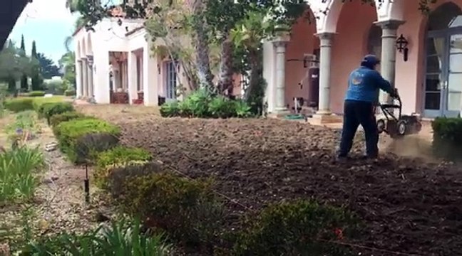 Landscapers in Santa Barbara Gardening Preparation Using Power Tools