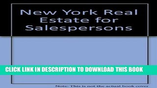 New Book New York Real Estate for Salespersons
