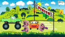 Carros infantiles. Camión de basura y una Hormigonera. Dibujos animados de coches