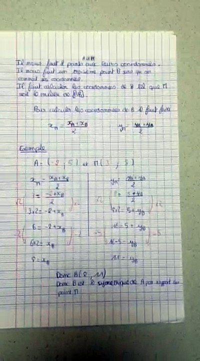 Comment calculer les coordonnées du symétrique d'un point par rapport à un autre